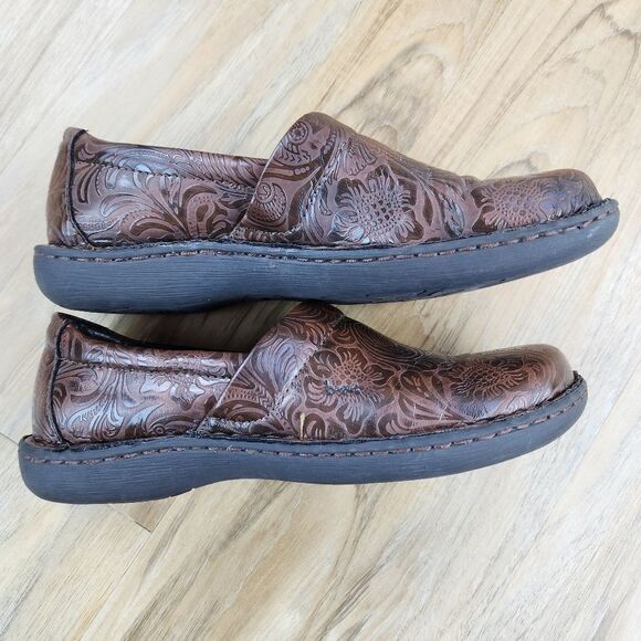 💛BOC Brown "Peggy" Embossed Clog Shoes Size 8.5 - Picture 4 of 11